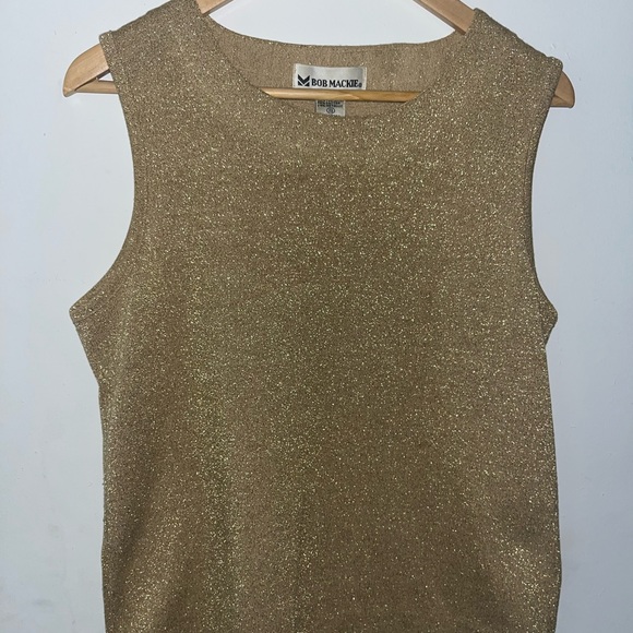 Bob Mackie Gold Sequin Tank Top - Picture 1 of 2
